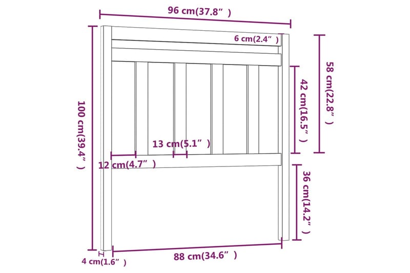 Sänggavel vit 96x4x100 cm massiv furu - Vit - Sänggavlar