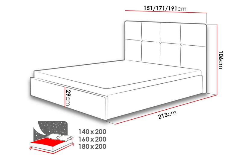Allatessa Sängram 180x200 cmLED-belysning - Grå - Möbler - Sovrum - Sängram & sängstomme