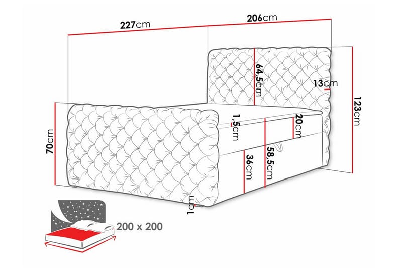 Almancil Sängram 200x200 cm Svart - Möbler - Sovrum - Sängram & sängstomme