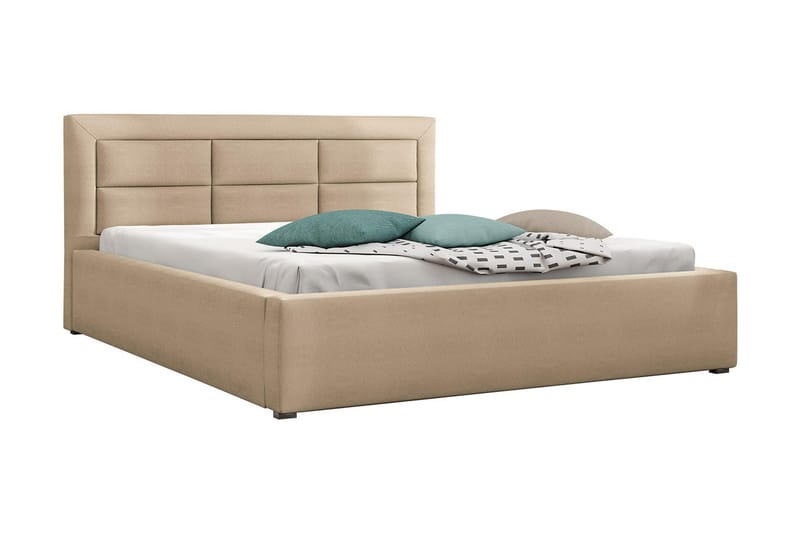 ALMERED Sängram 200x200 cm Metallram Beige - Beige - Möbler - Sovrum - Sängram & sängstomme