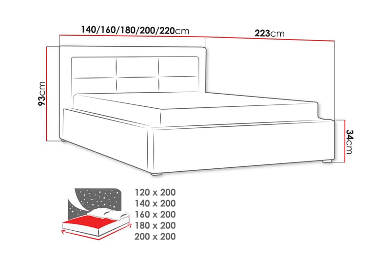 ALMERED Sängram 200x200 cm Metallram Ljusgrå - Ljusgrå - Möbler - Sovrum - Sängram & sängstomme