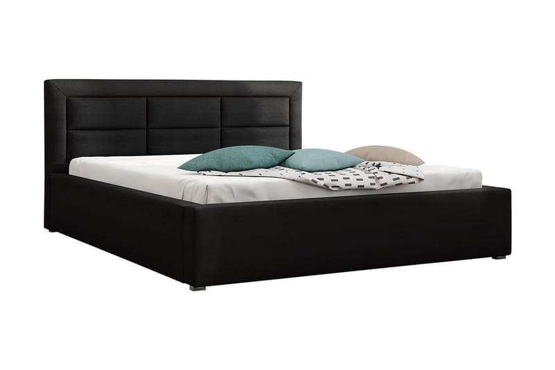 ALMERED Sängram 200x200 cm Metallram Svart - Svart - Möbler - Sovrum - Sängram & sängstomme