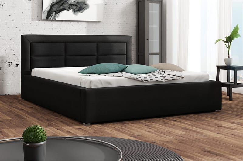ALMERED Sängram 200x200 cm Metallram Svart - Svart - Möbler - Sovrum - Sängram & sängstomme