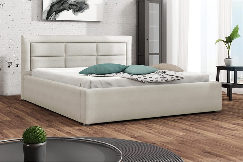 ALMERED Sängram 200x200 cm Vit - Vit - Möbler - Sovrum - Sängram & sängstomme