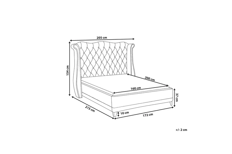 Ayette Dubbelsäng 160x200 cm - Grå/Sammet - Möbler - Sovrum - Sängram & sängstomme