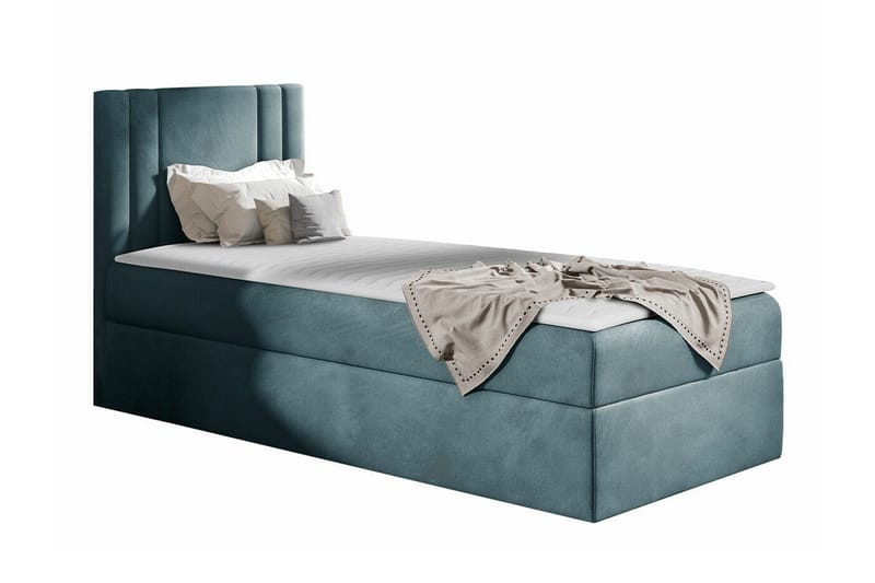 Betvallen Komplett Sängpaket 90x200 cm med Sänggavel + Bäddmadrass med Fasthetsgrad Medium, Blå
