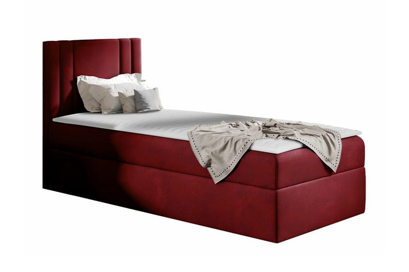 Betvallen Komplett Sängpaket 90x200 cm med Sänggavel + Bäddmadrass med Fasthetsgrad Medium, Röd