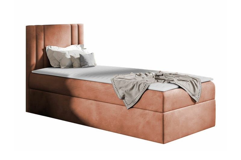 Betvallen Sängpaket 90x200 cm med Sänggavel + Bäddmadrass med Fasthetsgrad Medium, Terrakotta