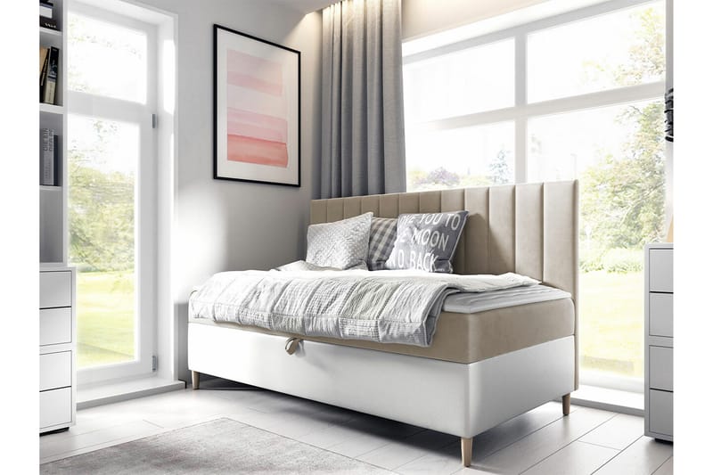 Boisdale Sängram 100x200 cm Beige/Vit - Möbler - Sovrum - Sängram & sängstomme
