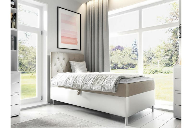 Boisdale Sängram 100x200 cm Beige/Vit - Möbler - Sovrum - Sängram & sängstomme