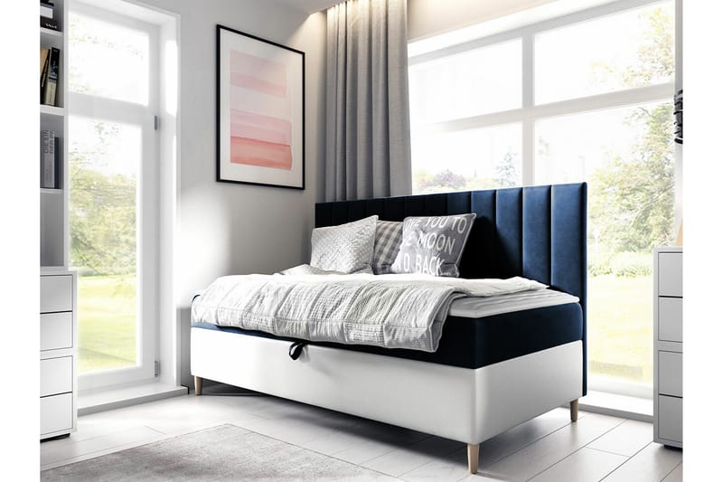 Boisdale Sängram 100x200 cm Blå/Vit - Möbler - Sovrum - Sängram & sängstomme