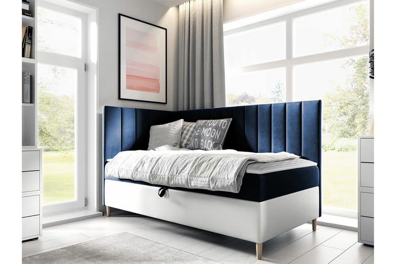 Boisdale Sängram 100x200 cm Blå/Vit - Möbler - Sovrum - Sängram & sängstomme