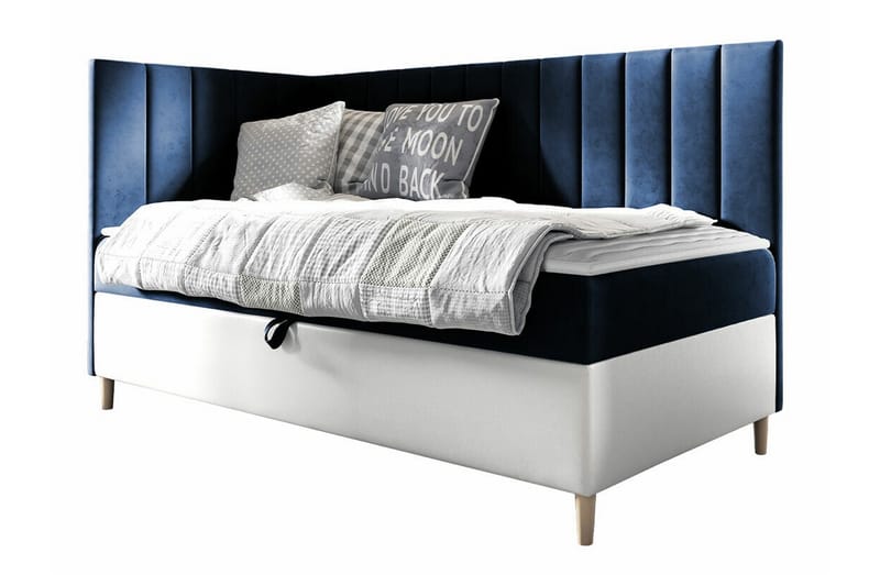Boisdale Sängram 100x200 cm Blå/Vit - Möbler - Sovrum - Sängram & sängstomme