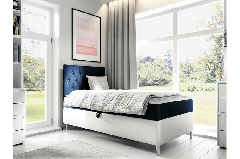 Boisdale Sängram 100x200 cm Blå/Vit - Möbler - Sovrum - Sängram & sängstomme