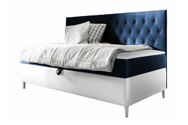 Boisdale Sängram 100x200 cm Blå/Vit - Möbler - Sovrum - Sängram & sängstomme