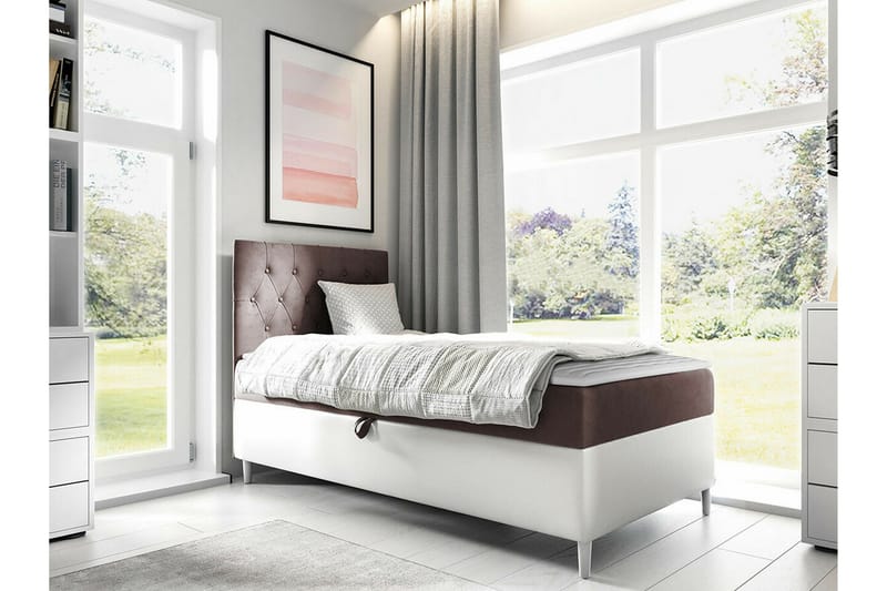 Boisdale Sängram 100x200 cm Brun/Vit - Möbler - Sovrum - Sängram & sängstomme