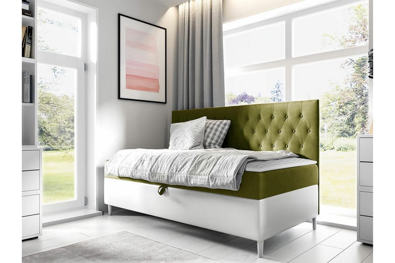 Boisdale Sängram 100x200 cm Grön/Vit - Möbler - Sovrum - Sängram & sängstomme