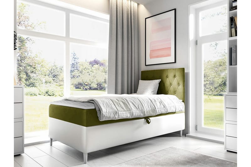 Boisdale Sängram 100x200 cm Grön/Vit - Möbler - Sovrum - Sängram & sängstomme