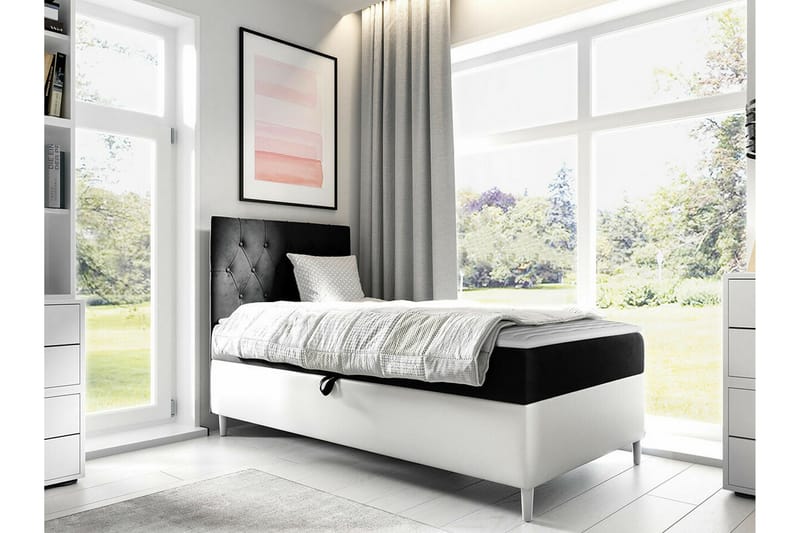 Boisdale Sängram 100x200 cm Svart/Vit - Möbler - Sovrum - Sängram & sängstomme