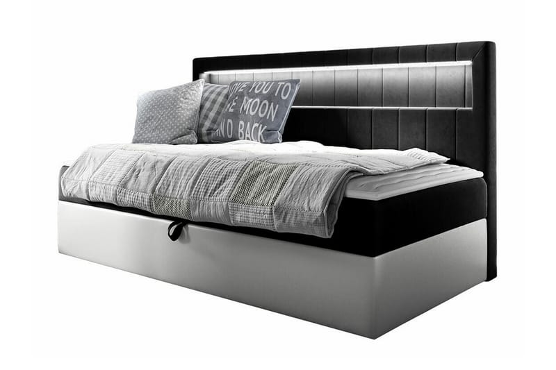 Boisdale Sängram 100x200 cm Svart/Vit - Möbler - Sovrum - Sängram & sängstomme