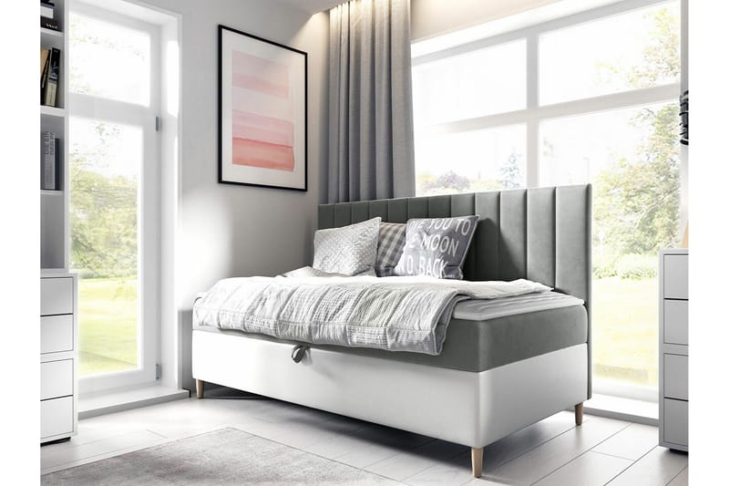 Boisdale Sängram 100x200 cm Vit/Grå - Möbler - Sovrum - Sängram & sängstomme