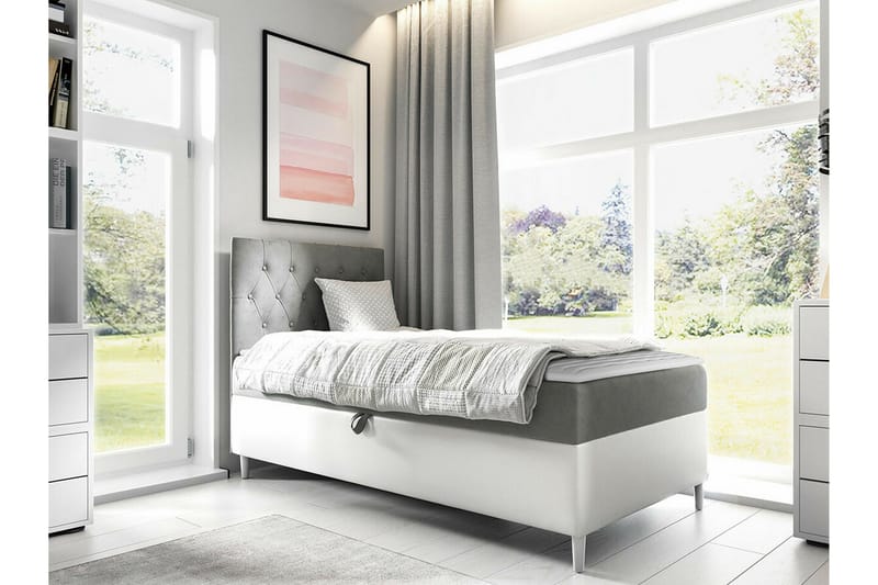 Boisdale Sängram 100x200 cm Vit/Grå - Möbler - Sovrum - Sängram & sängstomme