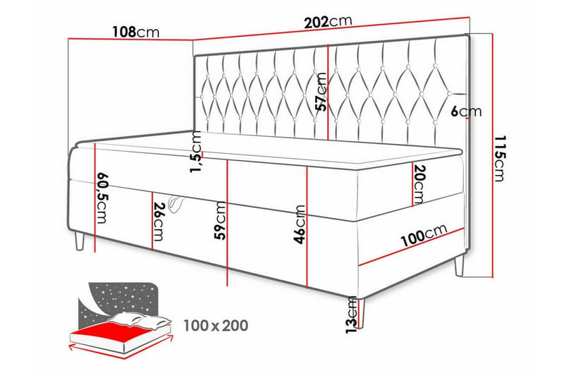 Boisdale Sängram 100x200 cm Vit/Grå - Möbler - Sovrum - Sängram & sängstomme