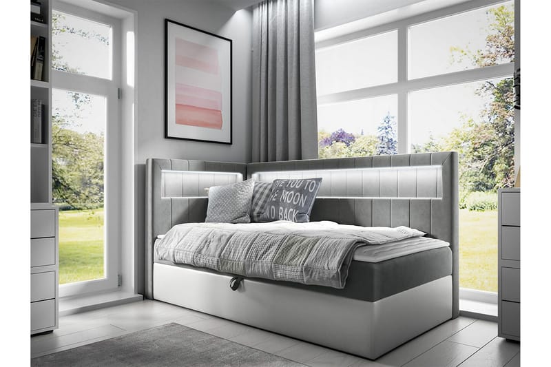Boisdale Sängram 100x200 cm Vit/Grå - Möbler - Sovrum - Sängram & sängstomme