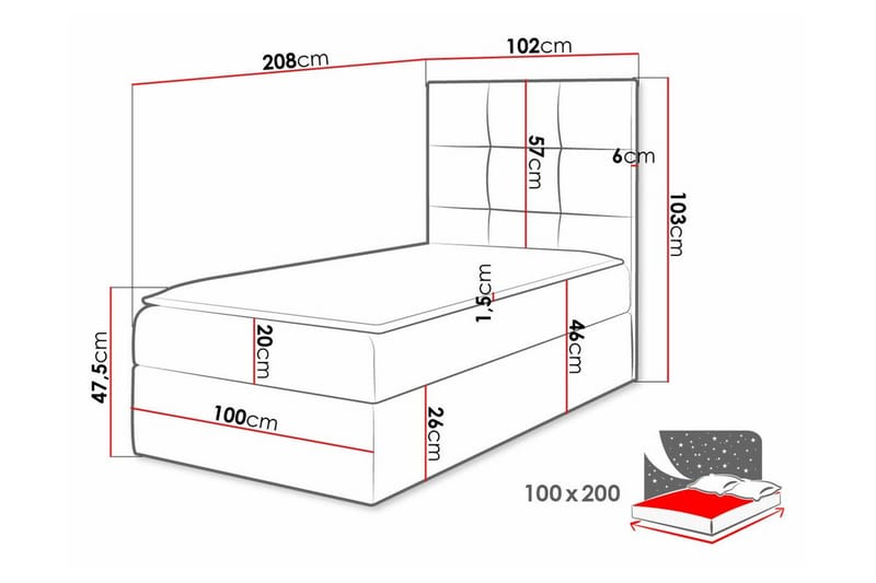 Boisdale Sängram 100x200 cm - Möbler - Sovrum - Sängram & sängstomme