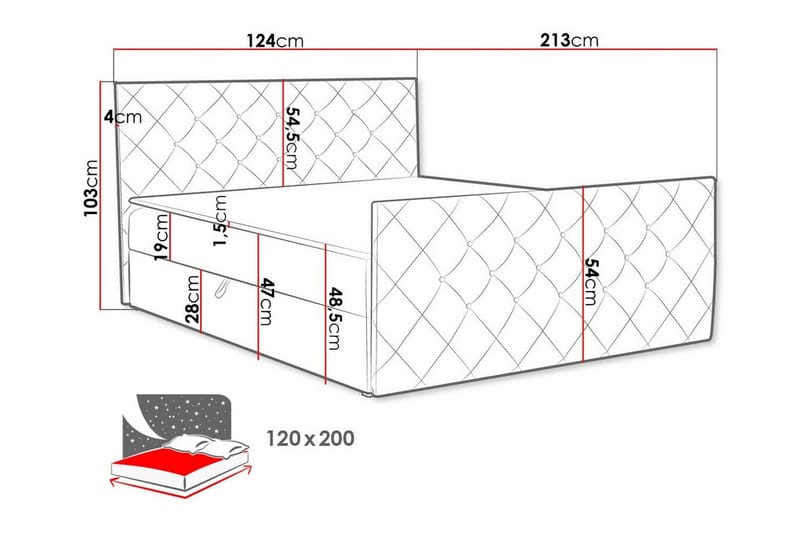 Boisdale Sängram 120x200 cm Röd - Möbler - Sovrum - Sängram & sängstomme