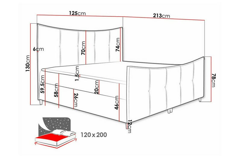 Boisdale Sängram 120x200 cm Röd - Möbler - Sovrum - Sängram & sängstomme