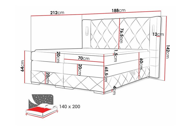 Boisdale Sängram 140x200 cm - Möbler - Sovrum - Sängram & sängstomme