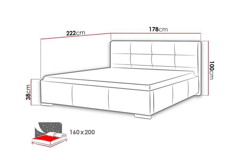 Boisdale Sängram 160x200 cm Röd - Möbler - Sovrum - Sängram & sängstomme