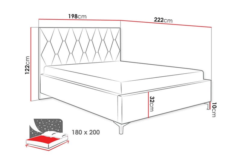 Boisdale Sängram 180x200 cm Beige - Sängram & sängstomme