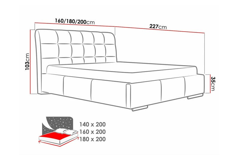 Boisdale Sängram 180x200 cm Svart - Möbler - Sovrum - Sängram & sängstomme