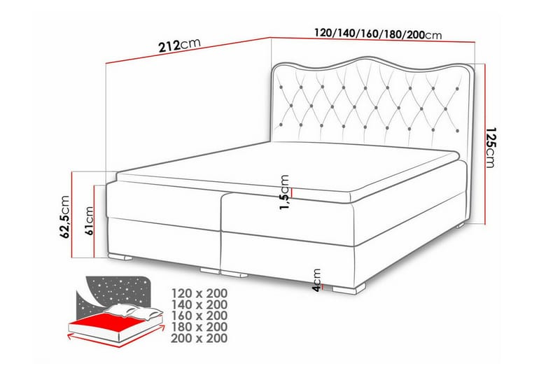 Boisdale Sängram 180x200 cm Svart - Möbler - Sovrum - Sängram & sängstomme