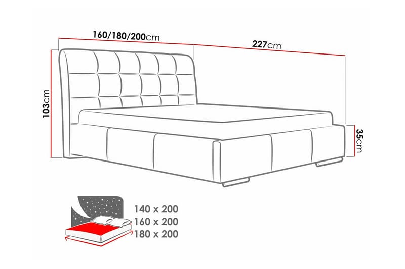 Boisdale Sängram 180x200 cm - Möbler - Sovrum - Sängram & sängstomme