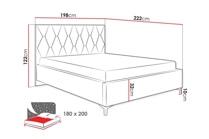 Boisdale Sängram 180x200 cm - Möbler - Sovrum - Sängram & sängstomme