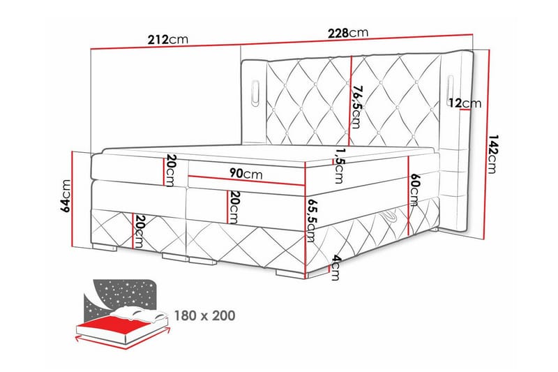 Boisdale Sängram 180x200 cm - Möbler - Sovrum - Sängram & sängstomme