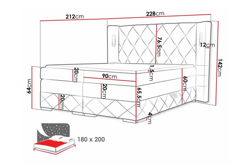 Boisdale Sängram 180x200 cm - Möbler - Sovrum - Sängram & sängstomme