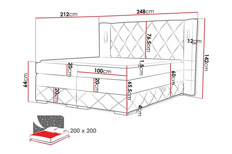 Boisdale Sängram 200x200 cm - Möbler - Sovrum - Sängram & sängstomme