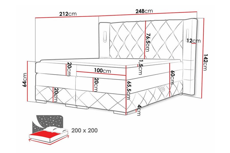 Boisdale Sängram 200x200 cm - Möbler - Sovrum - Sängram & sängstomme