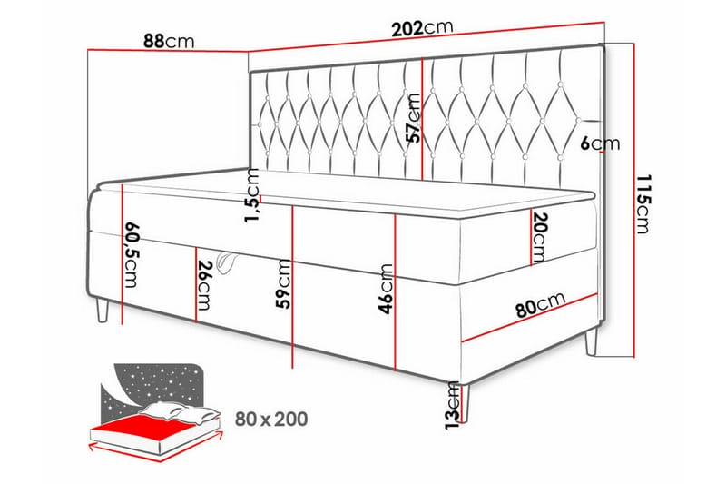 Boisdale Sängram 80x200 cm Blå/Vit - Möbler - Sovrum - Sängram & sängstomme