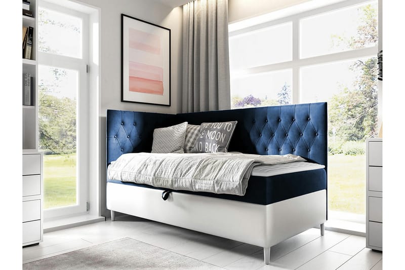 Boisdale Sängram 80x200 cm Blå/Vit - Möbler - Sovrum - Sängram & sängstomme