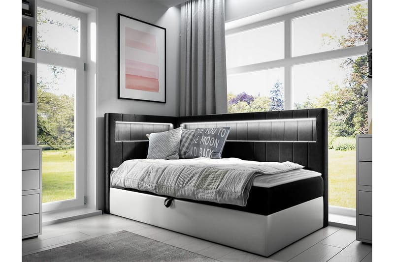 Boisdale Sängram 80x200 cm Svart/Vit - Möbler - Sovrum - Sängram & sängstomme
