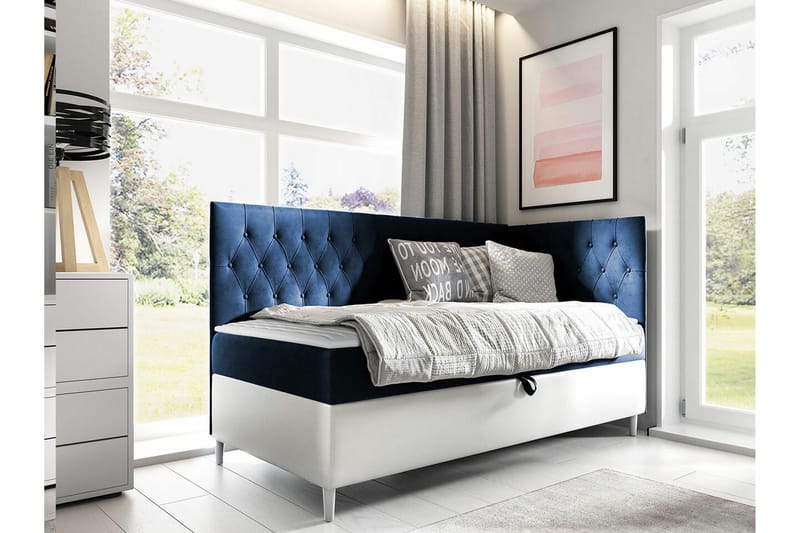 Boisdale Sängram 90x200 cm Blå/Vit - Möbler - Sovrum - Sängram & sängstomme