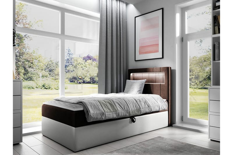 Boisdale Sängram 90x200 cm Brun/Vit - Möbler - Sovrum - Sängram & sängstomme