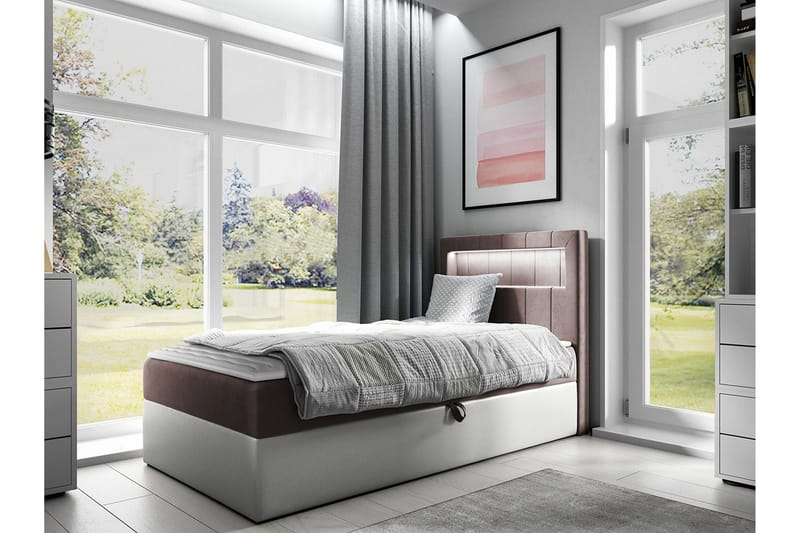 Boisdale Sängram 90x200 cm Brun/Vit - Möbler - Sovrum - Sängram & sängstomme