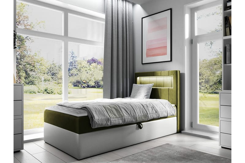 Boisdale Sängram 90x200 cm Grön/Vit - Möbler - Sovrum - Sängram & sängstomme