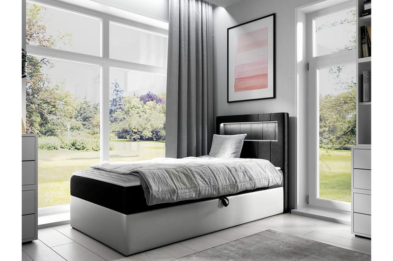 Boisdale Sängram 90x200 cm Svart/Vit - Möbler - Sovrum - Sängram & sängstomme